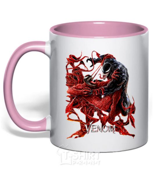 Mug with a colored handle Venom carnage light-pink фото