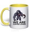 Mug with a colored handle Веном we are coffee lover yellow фото