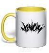 Mug with a colored handle Venom Marvel comic book Venom yellow фото