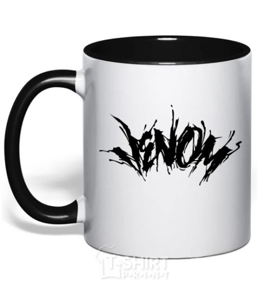 Mug with a colored handle Venom Marvel comic book Venom black фото