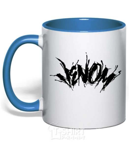 Mug with a colored handle Venom Marvel comic book Venom royal-blue фото
