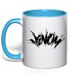 Mug with a colored handle Venom Marvel comic book Venom sky-blue фото