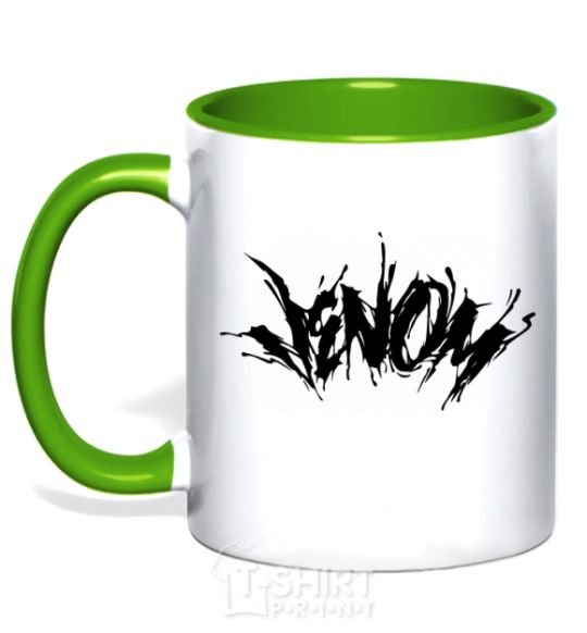 Mug with a colored handle Venom Marvel comic book Venom kelly-green фото