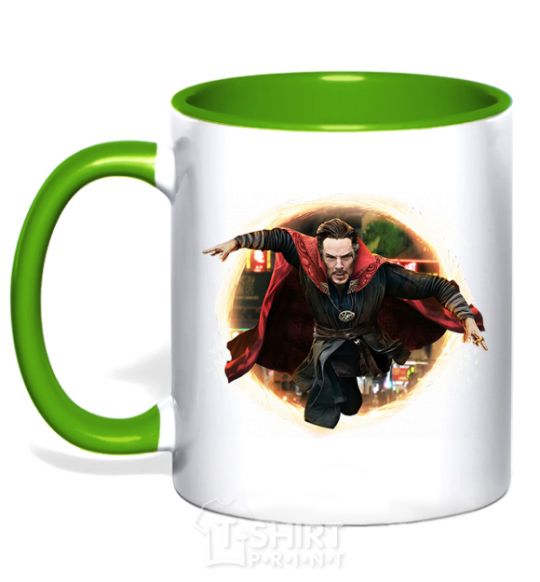 Mug with a colored handle Dr. Strange kelly-green фото