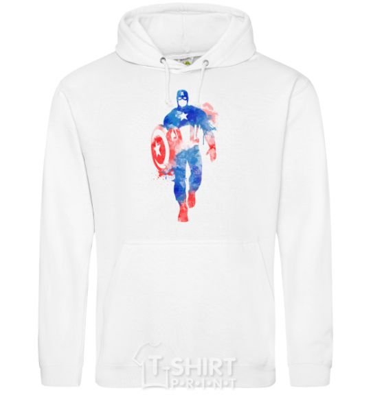 Men`s hoodie Captain America paint blots White фото