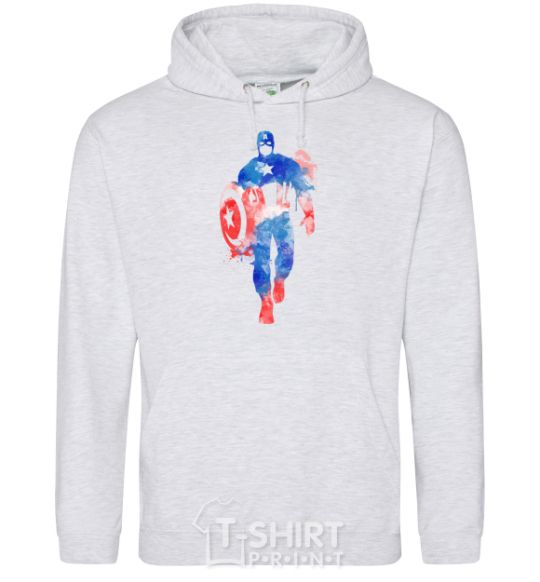 Men`s hoodie Captain America paint blots sport-grey фото