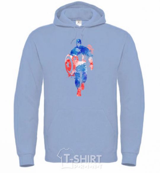 Men`s hoodie Captain America paint blots sky-blue фото