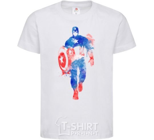 Kids T-shirt Captain America paint blots White фото