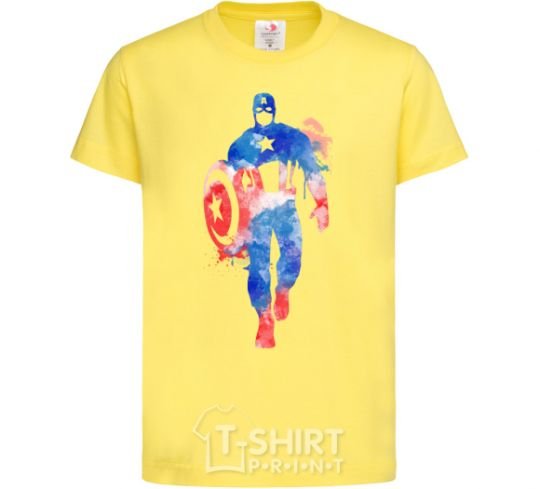 Kids T-shirt Captain America paint blots cornsilk фото