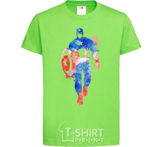 Kids T-shirt Captain America paint blots orchid-green фото