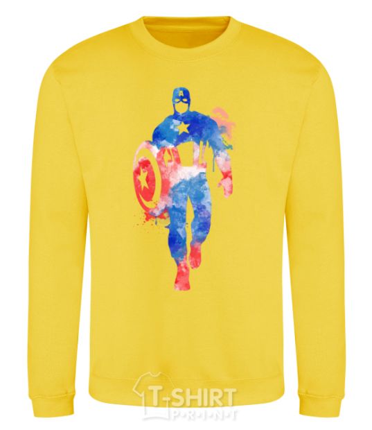 Sweatshirt Captain America paint blots yellow фото