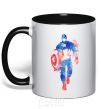 Mug with a colored handle Captain America paint blots black фото