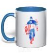 Mug with a colored handle Captain America paint blots royal-blue фото