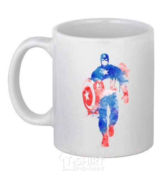 Ceramic mug Captain America paint blots White фото