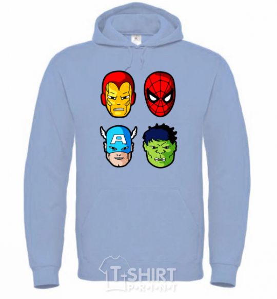 Men`s hoodie Marvel heroes sky-blue фото