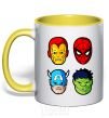 Mug with a colored handle Marvel heroes yellow фото