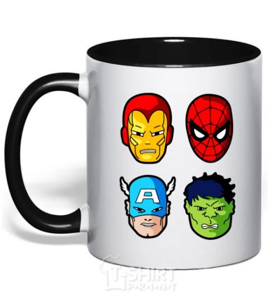 Mug with a colored handle Marvel heroes black фото