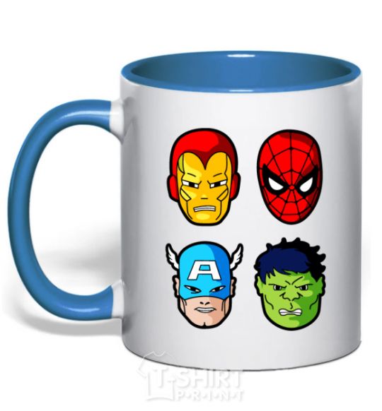 Mug with a colored handle Marvel heroes royal-blue фото