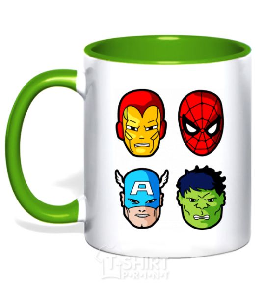 Mug with a colored handle Marvel heroes kelly-green фото