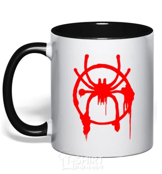 Mug with a colored handle Spider Miles Morales black фото