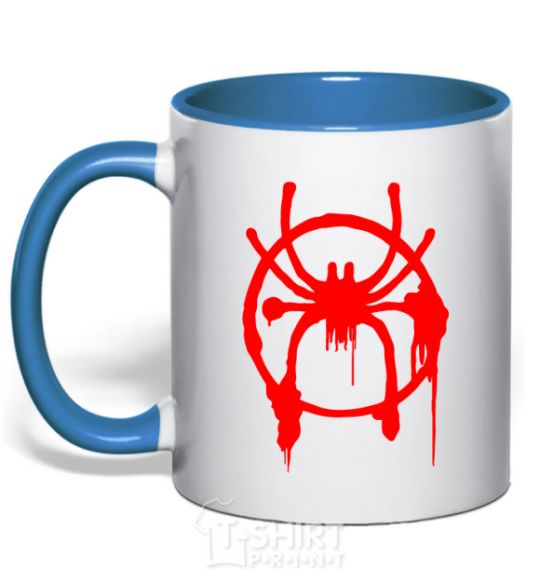 Mug with a colored handle Spider Miles Morales royal-blue фото