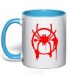 Mug with a colored handle Spider Miles Morales sky-blue фото