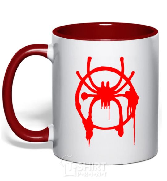 Mug with a colored handle Spider Miles Morales red фото