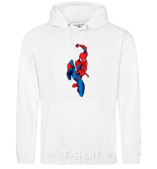 Men`s hoodie Spider-Man with a web White фото