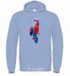 Men`s hoodie Spider-Man with a web sky-blue фото