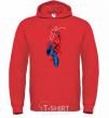 Men`s hoodie Spider-Man with a web bright-red фото