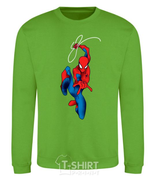Свитшот Человек паук с паутиной Лаймовый фото