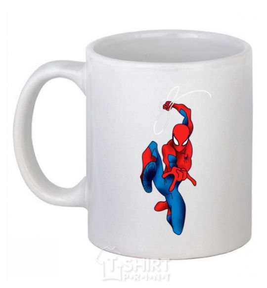 Ceramic mug Spider-Man with a web White фото