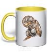 Mug with a colored handle Captain America Marvel Shield yellow фото