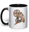 Mug with a colored handle Captain America Marvel Shield black фото