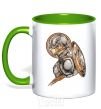 Mug with a colored handle Captain America Marvel Shield kelly-green фото