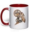 Mug with a colored handle Captain America Marvel Shield red фото