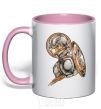 Mug with a colored handle Captain America Marvel Shield light-pink фото