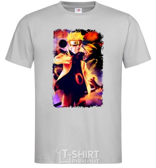 Men's T-Shirt Naruto Kakasi anime grey фото