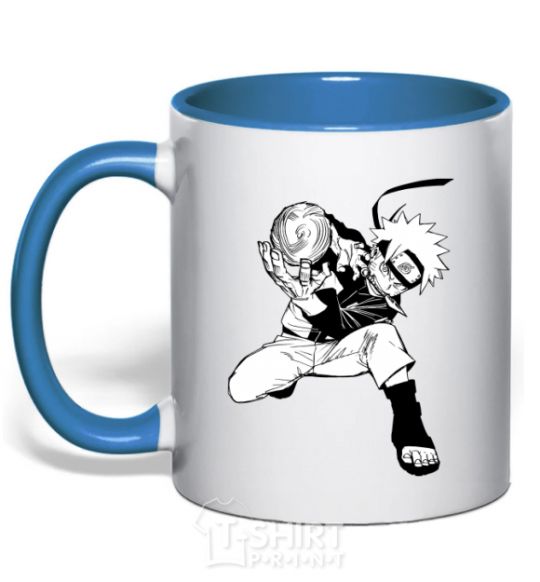 Mug with a colored handle Naruto Razengag anime manga royal-blue фото