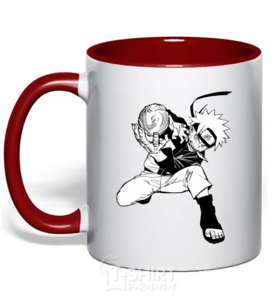 Mug with a colored handle Naruto Razengag anime manga red фото