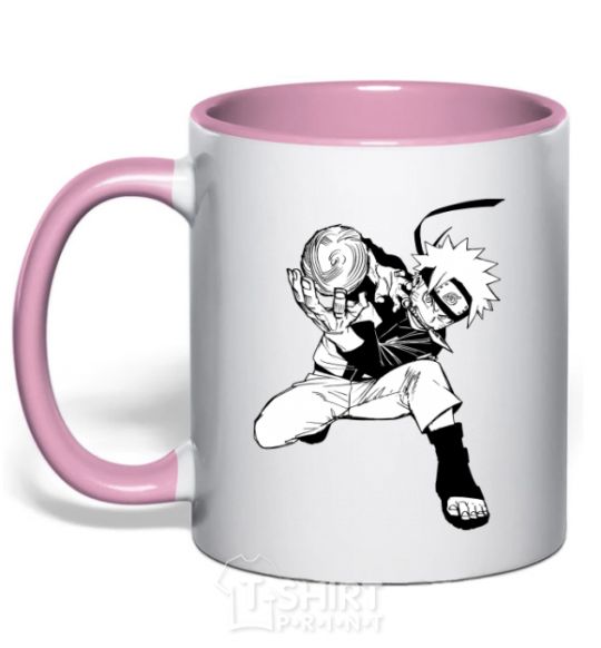 Mug with a colored handle Naruto Razengag anime manga light-pink фото