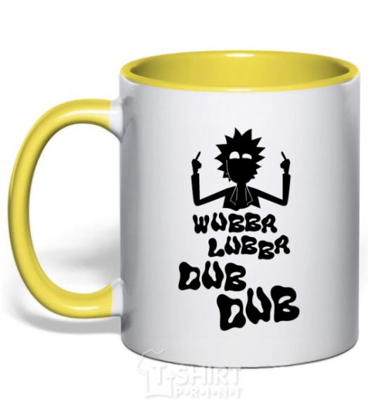 Mug with a colored handle Rick WUBBA LUBBA DUB DUB yellow фото