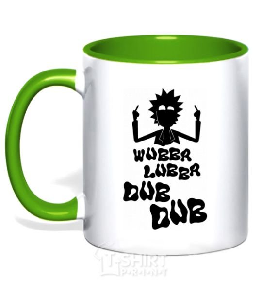 Mug with a colored handle Rick WUBBA LUBBA DUB DUB kelly-green фото