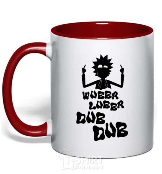 Mug with a colored handle Rick WUBBA LUBBA DUB DUB red фото