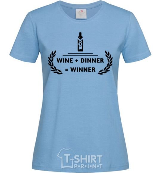Женская футболка wine dinner winner Голубой фото