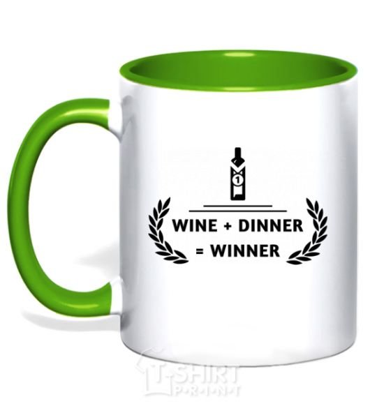 Mug with a colored handle wine dinner winner kelly-green фото