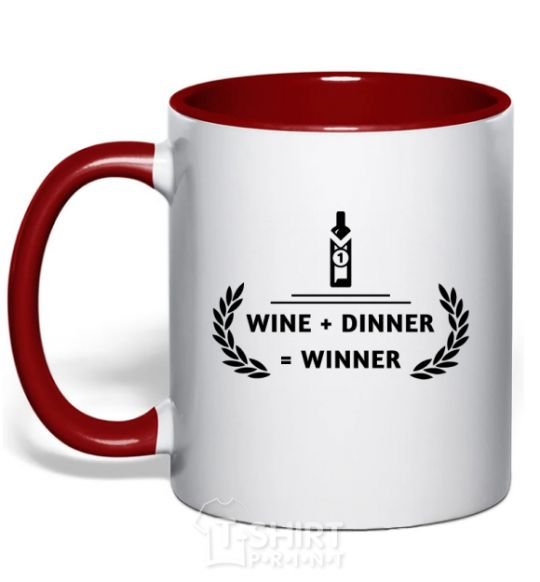 Mug with a colored handle wine dinner winner red фото