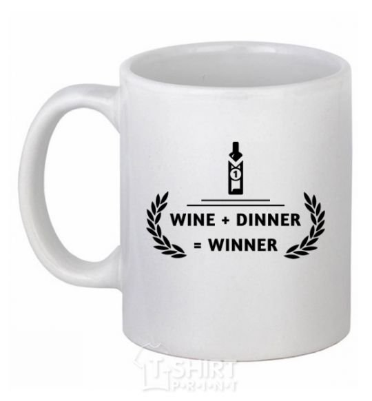 Ceramic mug wine dinner winner White фото