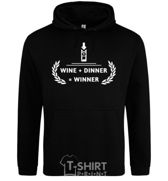 Мужская толстовка (худи) wine dinner winner Черный фото