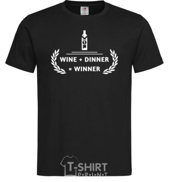 Мужская футболка wine dinner winner Черный фото